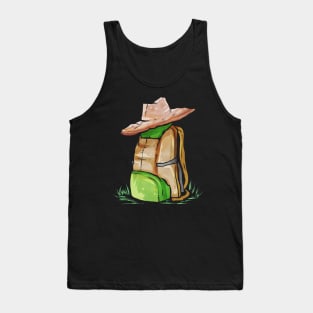 Hiking Backpack With Hat For Camping Tank Top